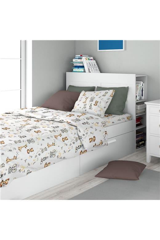 Σεντόνια Εμπριμέ Σετ 3 τεμ kids Savanna 36 160X240 White-Grey 100% Cotton Flannel