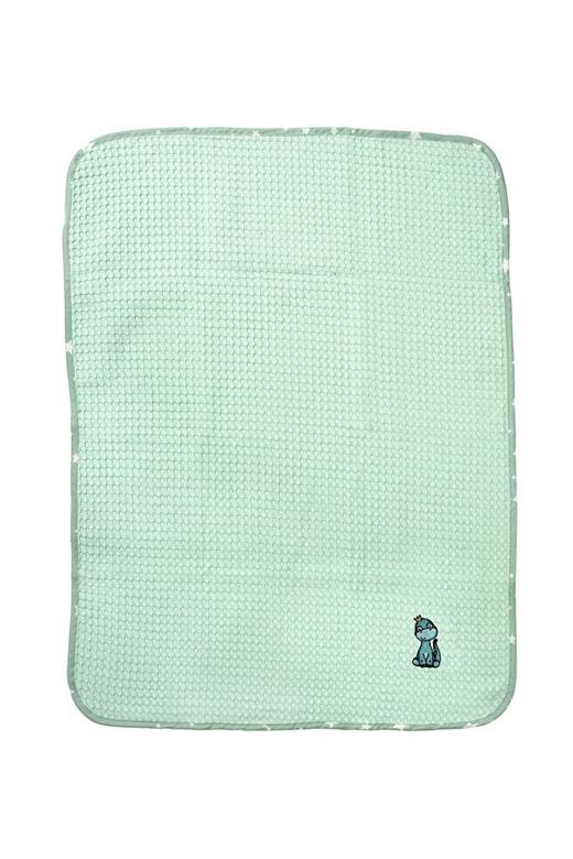 Κουβέρτα Πικέ Με Κέντημα bebe Dinosaur 182 80X110 Mint 100% Cotton