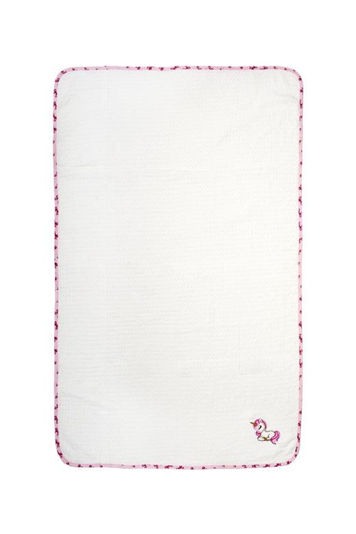 Κουβέρτα Πικέ Με Κέντημα bebe Unicorn 188 80X110 White-Pink 100% Cotton