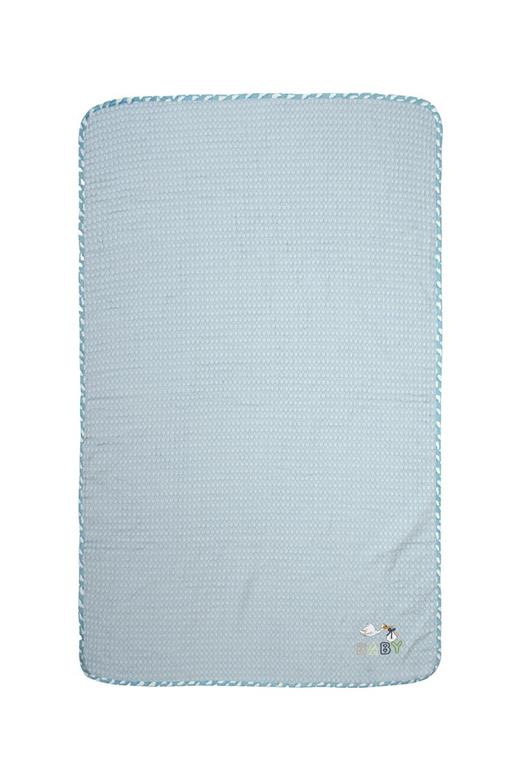 Κουβέρτα Πικέ Με Κέντημα bebe Stork 191 80X110 Sky Blue 100% Cotton