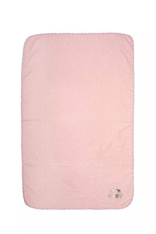 Κουβέρτα Πικέ Με Κέντημα bebe Stork 192 100X160 Pink 100% Cotton