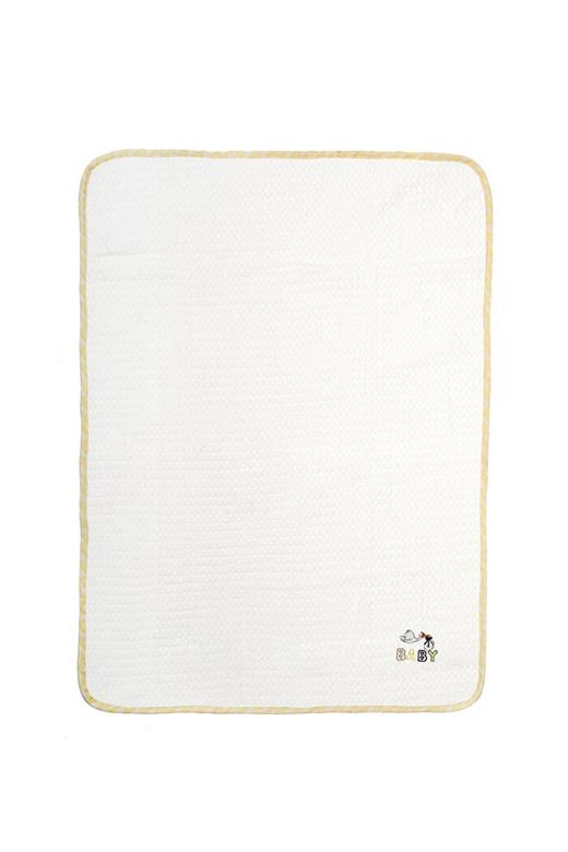 Κουβέρτα Πικέ Με Κέντημα bebe Stork 193 100X160 White-Yellow 100% Cotton