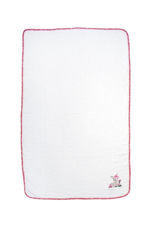 Κουβέρτα Πικέ Με Κέντημα bebe Deer 197 100X160 White-Pink 100% Cotton