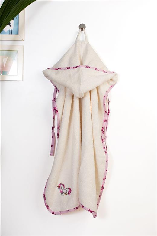 Κάπα Με Κέντημα bebe Unicorn 189 75X85 Ecru-Pink 100% Cotton
