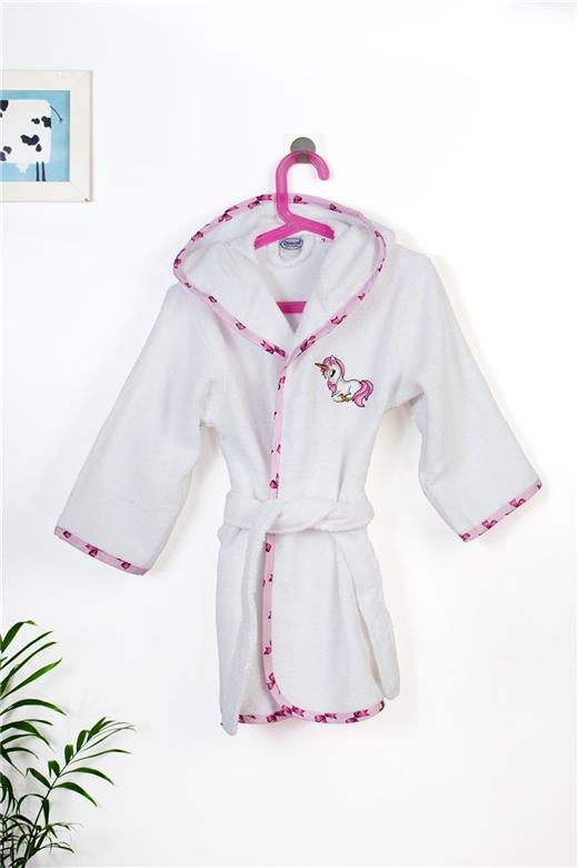 Μπουρνούζι Με Κέντημα kids Unicorn 188 Size: 02 White-Pink 100% Cotton