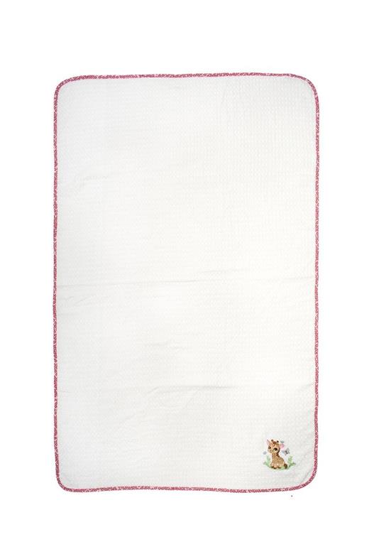 Κουβέρτα Πικέ Με Κέντημα bebe Giraffe 172 80X110 White-Pink 100% Cotton