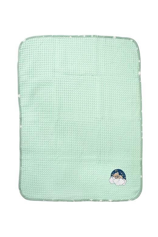 Κουβέρτα Πικέ Με Κέντημα bebe Cloudy Bear 178 100X160 Mint 100% Cotton