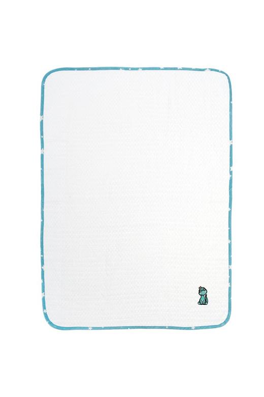 Κουβέρτα Πικέ Με Κέντημα bebe Dinosaur 180 100X160 White-Sky Blue 100% Cotton