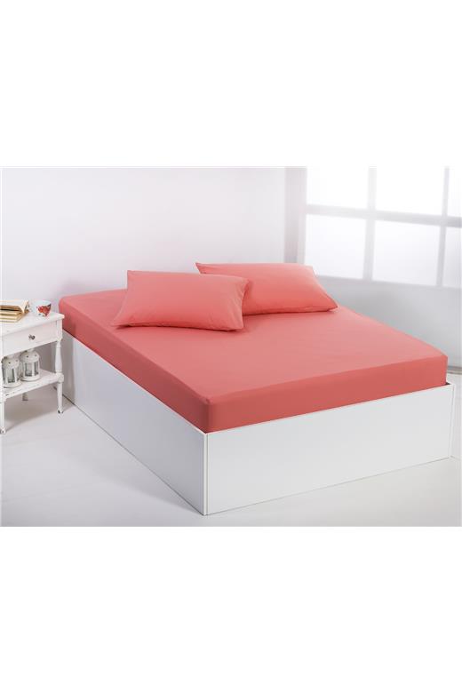 Βαμβακερό σεντόνι essentials (105cm x 200cm + 35cm) coral almond