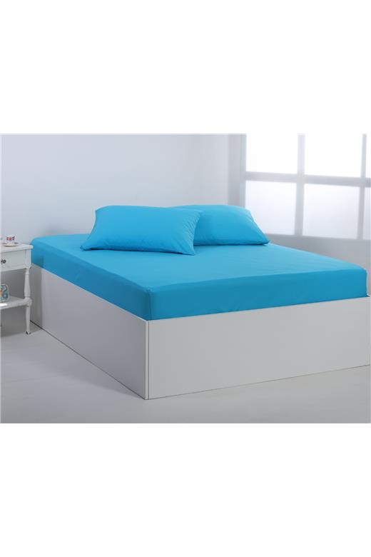 Βαμβακερό σεντόνι essentials (105cm x 200cm + 35cm) river blue