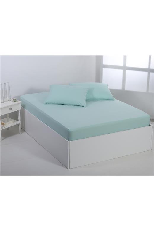 Βαμβακερό σεντόνι essentials (105cm x 200cm + 35cm) misty jade