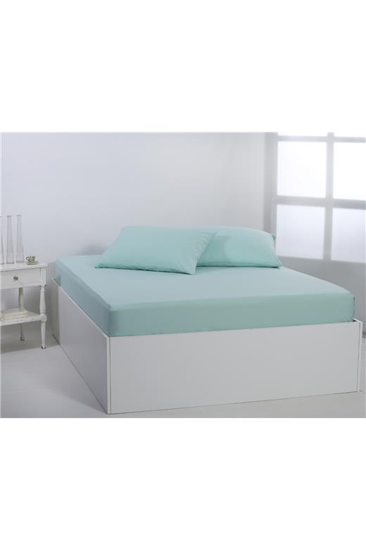 Βαμβακερό σεντόνι essentials (125cm x 200cm + 35cm) misty jade