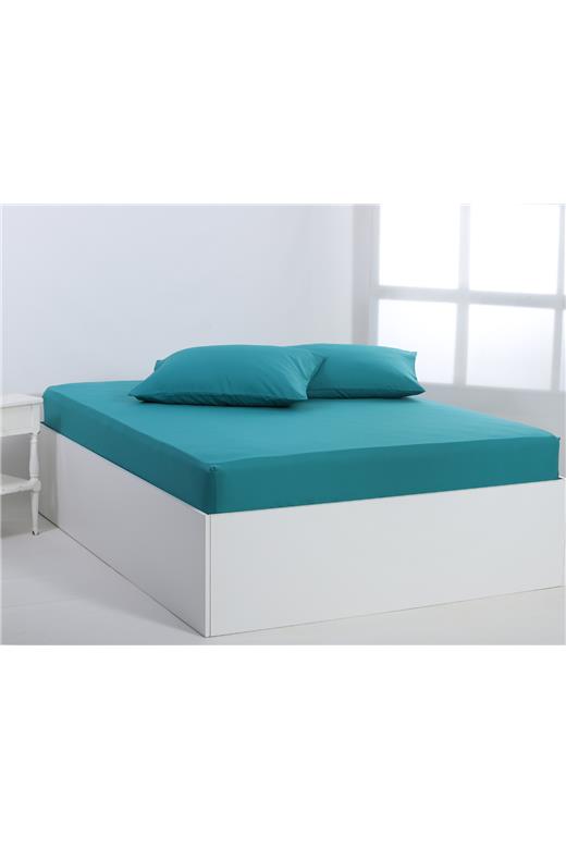 Βαμβακερό σεντόνι essentials (245cm x 267cm) teal blue