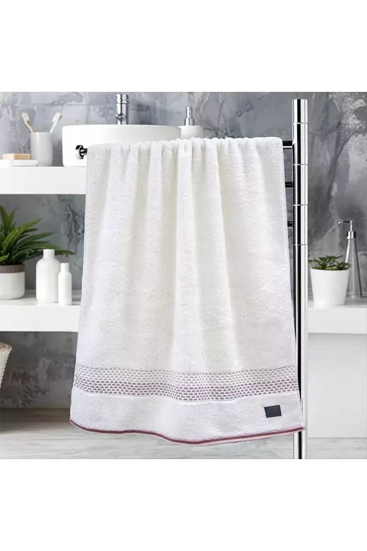 LINO Πετσέτα Σώματος (70x140) Igalo Λευκό/Ροζ