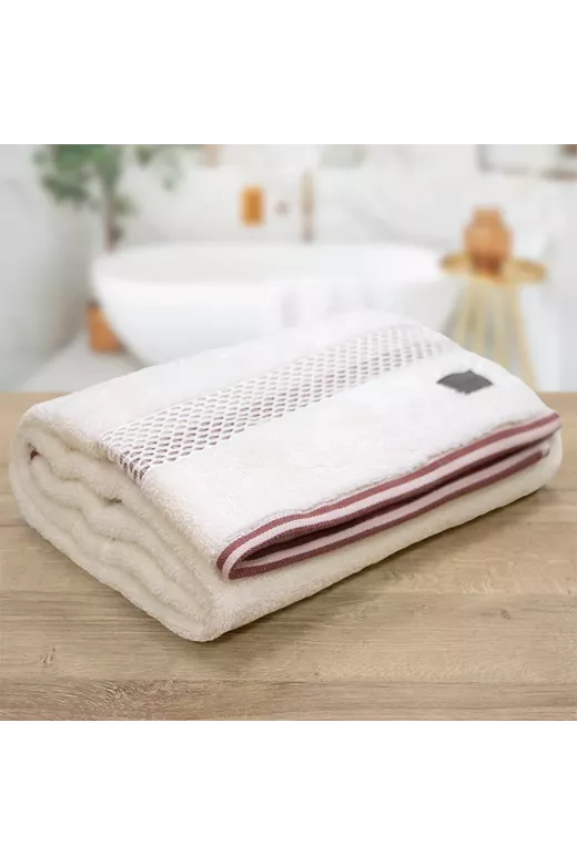 LINO Πετσέτα Σώματος (70x140) Igalo Λευκό/Ροζ