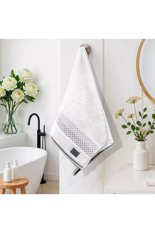 LINO Πετσέτα Προσώπου (50x90) Igalo Λευκό/Ασημί