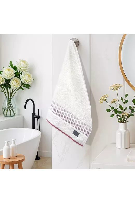 LINO Πετσέτα Προσώπου (50x90) Igalo Λευκό/Ροζ