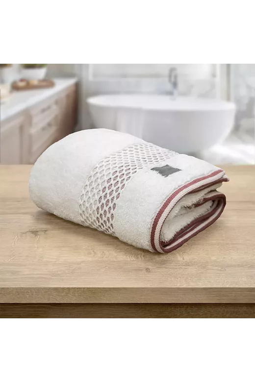 LINO Πετσέτα Προσώπου (50x90) Igalo Λευκό/Ροζ