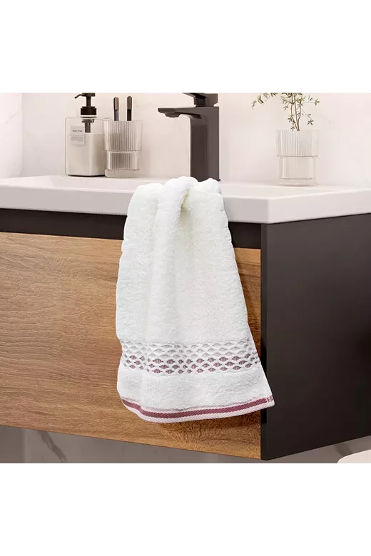 LINO Πετσέτα Χεριών (30x50) Igalo Λευκό/Ροζ