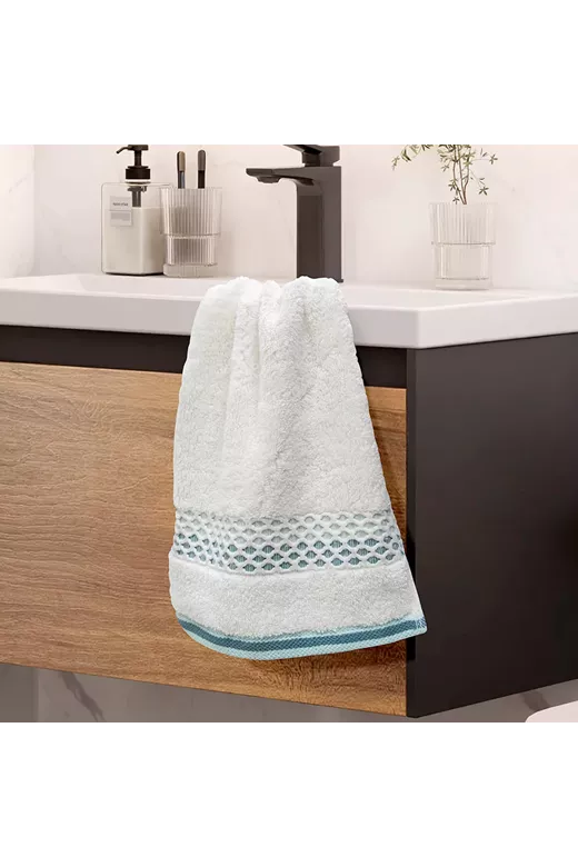 LINO Πετσέτα Χεριών (30x50) Igalo Λευκό/Μέντα