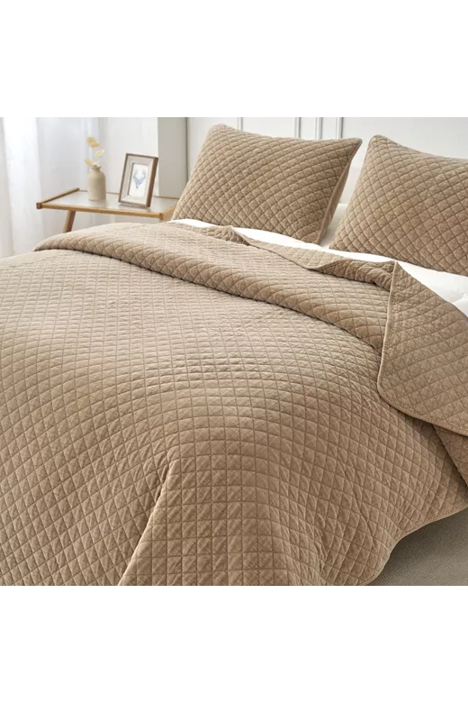 Σετ κουβερλί velvet Beige