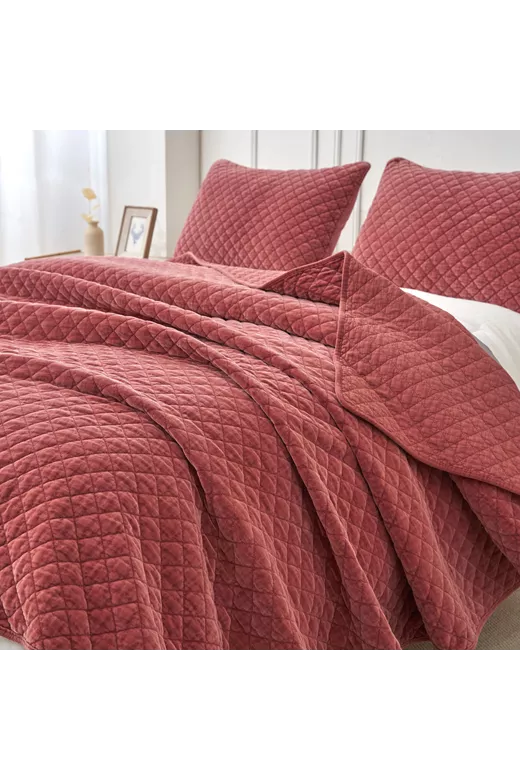 Σετ κουβερλί velvet Brick Red