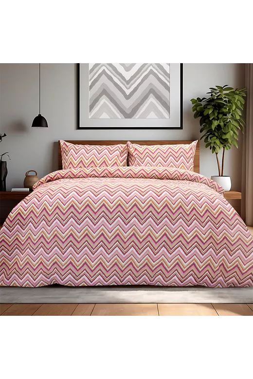 LINO Σετ Παπλωματοθήκη Υπέρδιπλη (225x245) Flots Ροζ