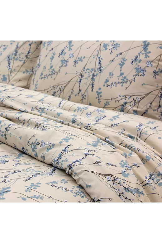 LINO Σετ Σεντόνια Με Λάστιχο (105x200+32) Amandes Μπλε