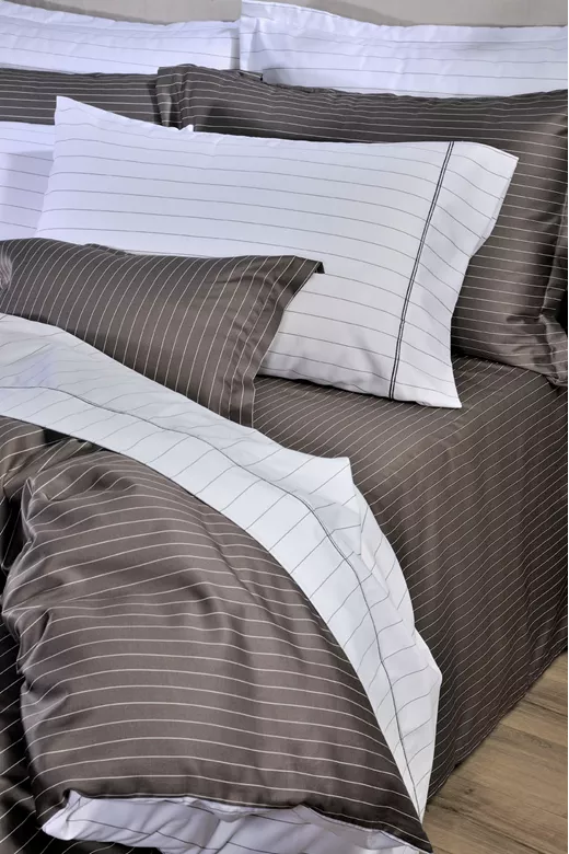 Σετ παπλωματοθήκη βαμβακοσατέν S884 Pin Stripe D.Grey