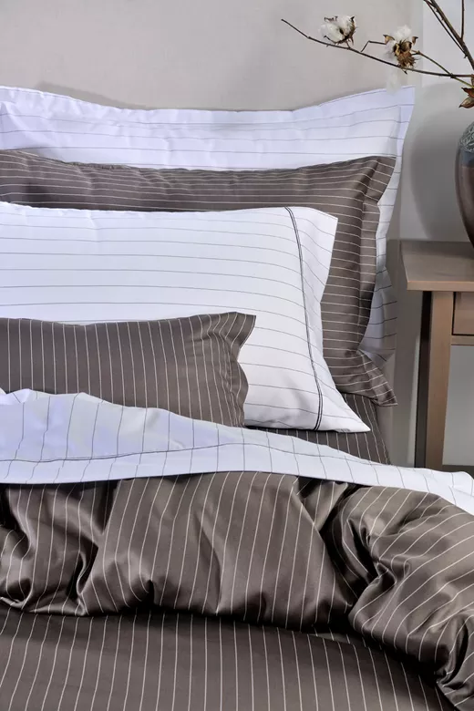 Σετ παπλωματοθήκη βαμβακοσατέν S884 Pin Stripe D.Grey