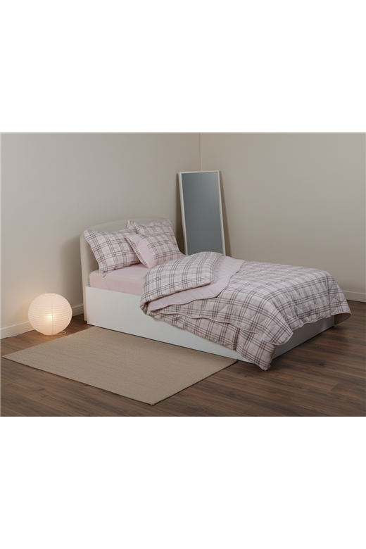 Σετ σεντόνια βαμβακερά ( 230cm x 260cm) καρρώ ρόζ 