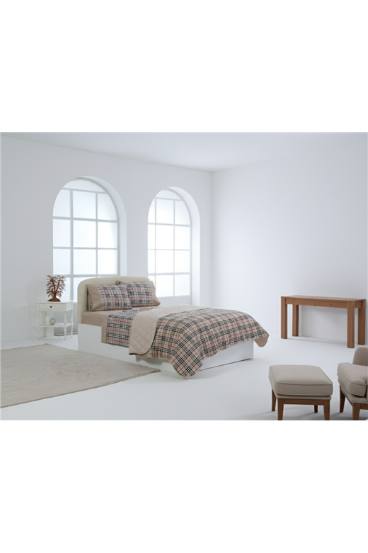 Σετ σεντόνια βαμβακερά ( 230cm x 260cm) καρρώ καφέ