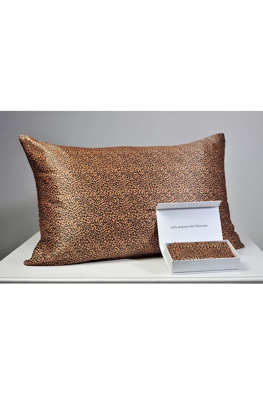 Μαξιλαροθήκη μεταξωτή Mulberry Silk Leopard Gold