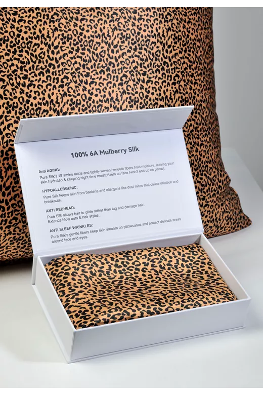 Μαξιλαροθήκη μεταξωτή Mulberry Silk Leopard Gold