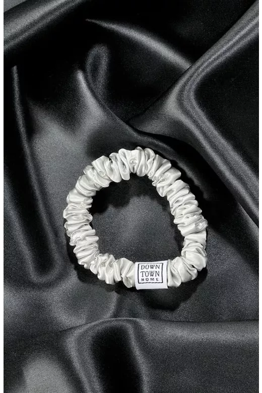 Λαστιχάκι μαλλιών 100% μετάξι με λαμπερά κρύσταλα Silver