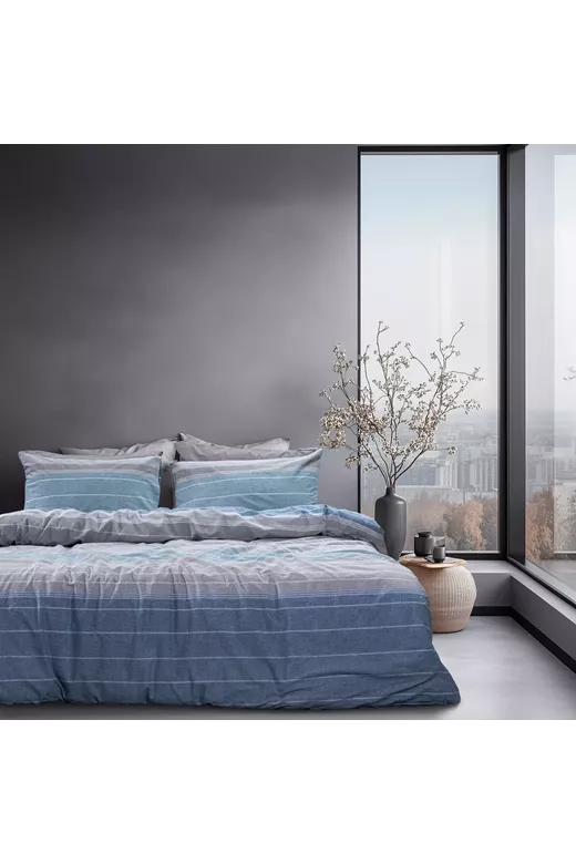 LINO Σετ Παπλωματοθήκη Μονή (170x250) Serica Πετρόλ