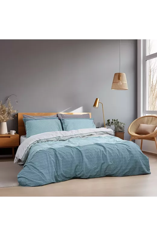 LINO Σετ Παπλωματοθήκη Υπέρδιπλη (230X250) Releaf Πετρόλ