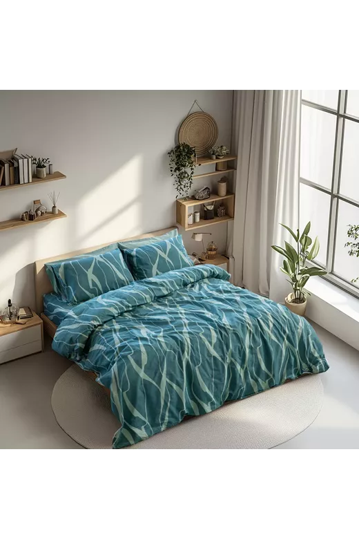 LINO Σετ Σεντόνια Υπέρδιπλα Με Λάστιχο (170x200+32) Cosyhaven Πετρόλ