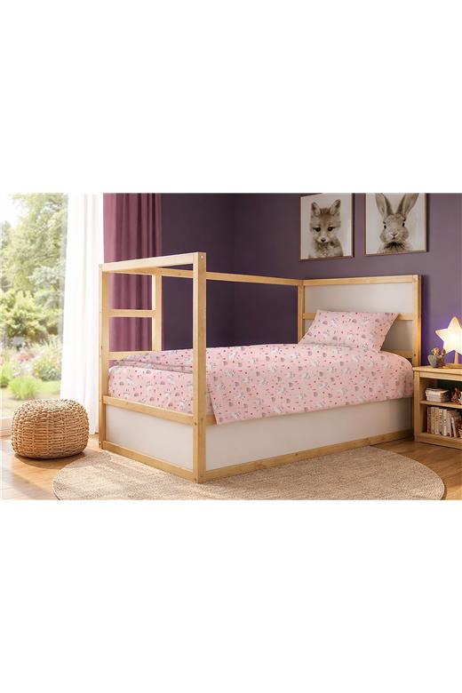 Παπλωματοθήκη Εμπριμέ kids Rabbit Garden 585 160X240 Pink 100% Cotton