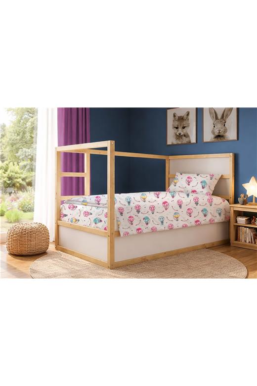 Σεντόνια Εμπριμέ Σετ 2 τεμ kids The Floating Zoo 597 160X240 White-Pink 100% Cotton