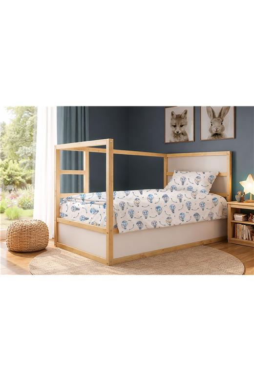 Σεντόνια Εμπριμέ Σετ 3 τεμ kids The Floating Zoo 596 160X240 White-Blue 100% Cotton