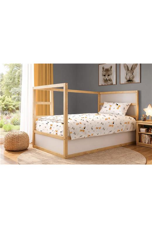 Σεντόνια Εμπριμέ Σετ 3 τεμ kids Giraffe 599 160X240 White-Orange 100% Cotton