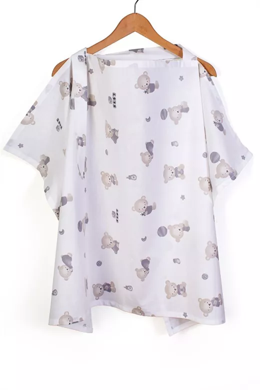 Ποδιά Θηλασμού bebe Bear's Nest 05 105x70 White-Grey 100% Cotton