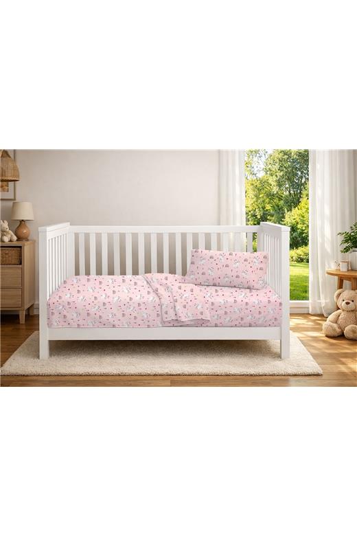 Κατωσέντονο Με Λάστιχο bebe Rabbit Garden 585 0,70X1,40X0,15 Pink 100% Cotton