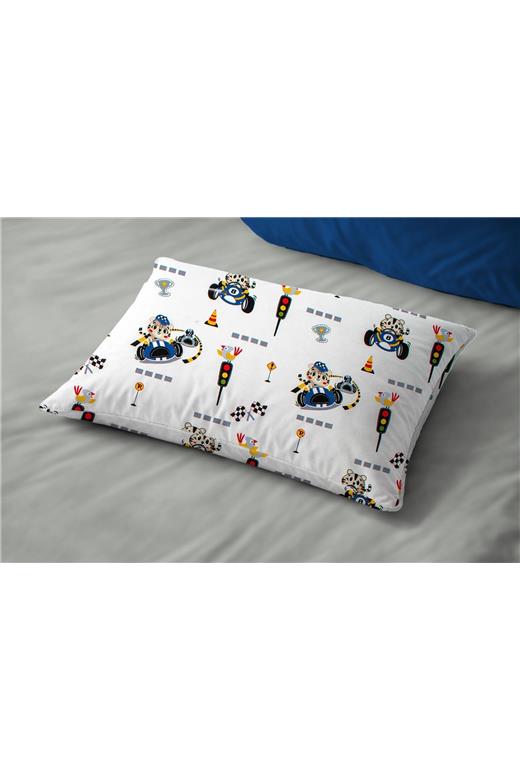 Μαξιλαροθήκη Εμπριμέ bebe Animal Grand Prix 589 35X45 White-Blue 100% Cotton