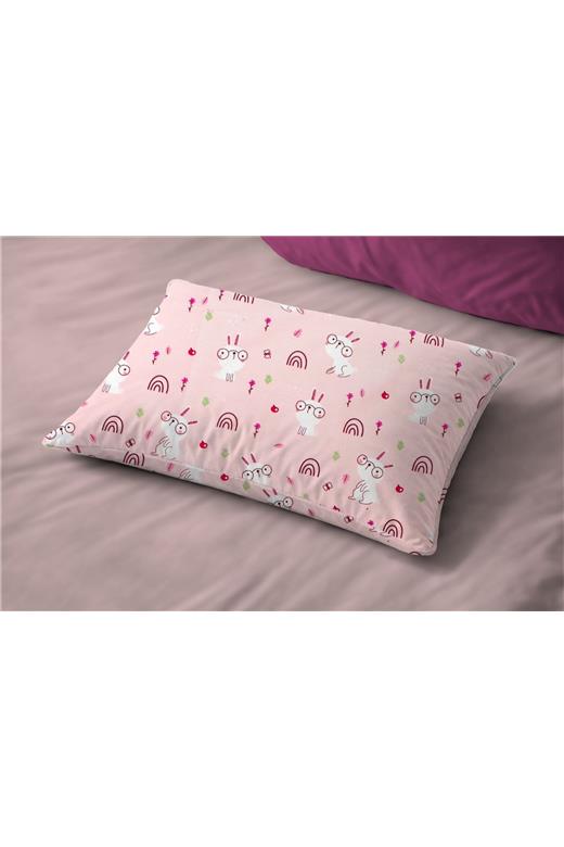 Μαξιλαροθήκη Εμπριμέ kids Rabbit Garden 585 50X70 Pink 100% Cotton