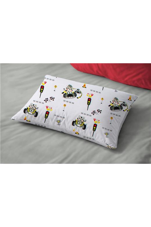 Μαξιλαροθήκη Εμπριμέ kids Animal Grand Prix 590 50X70 White-Olive 100% Cotton