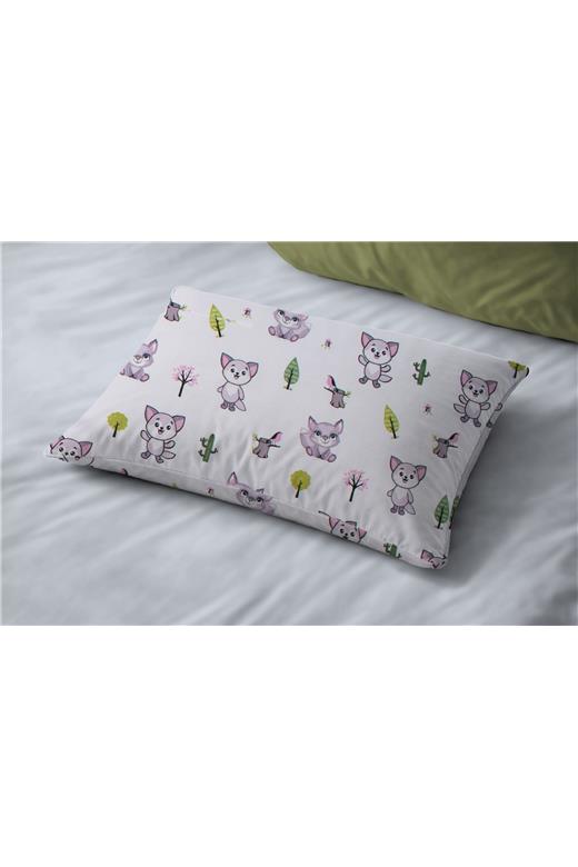 Μαξιλαροθήκη Εμπριμέ kids Baby Foxes 594 50X70 White-Pastel Lilac 100% Cotton