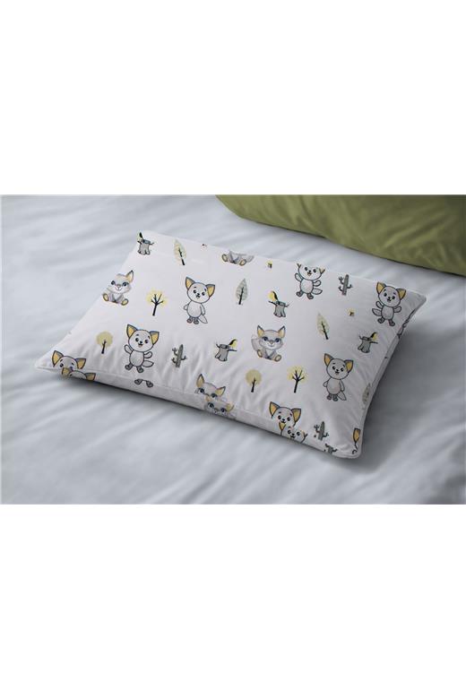 Μαξιλαροθήκη Εμπριμέ kids Baby Foxes 595 50X70 White-Grey 100% Cotton