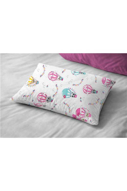 Μαξιλαροθήκη Εμπριμέ kids The Floating Zoo 597 50X70 White-Pink 100% Cotton